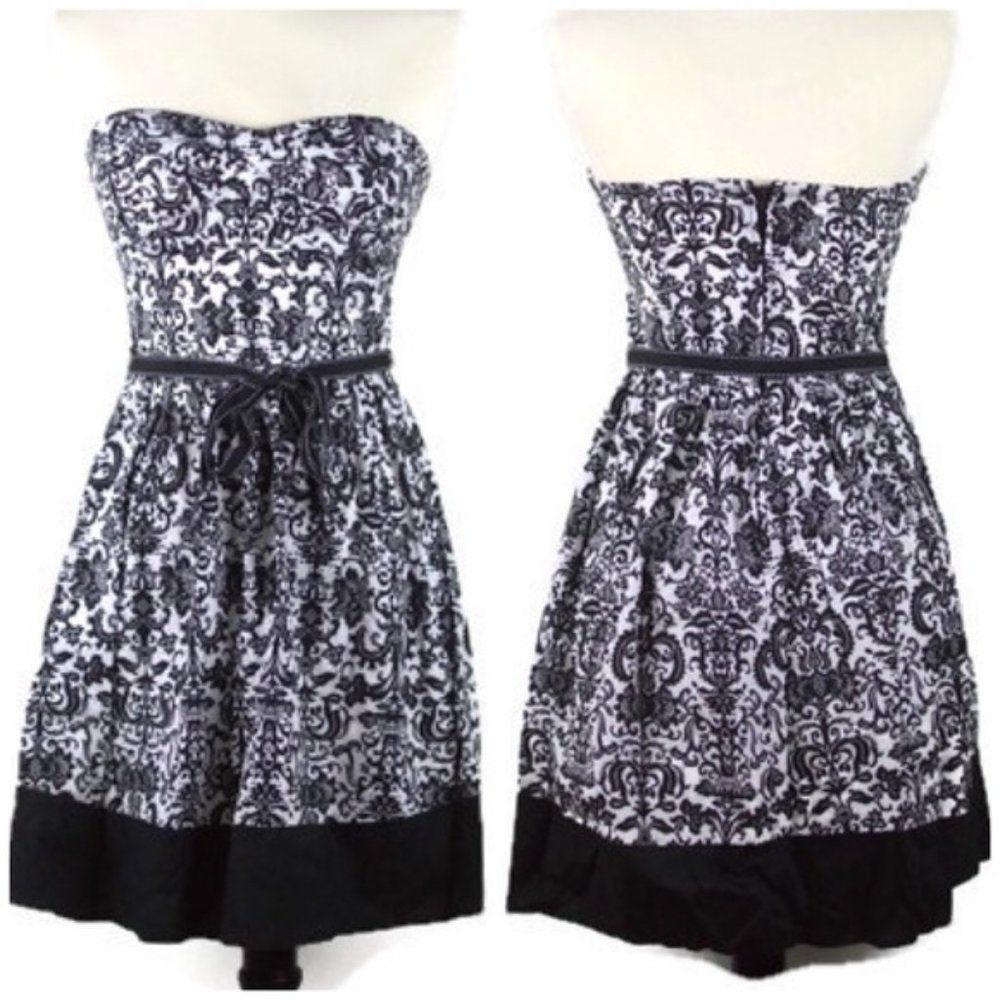 Trixxi Strapless Damask Fit and Flare Dress